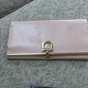 Salvatore Ferragamo Pink Wallet with Gold Accent